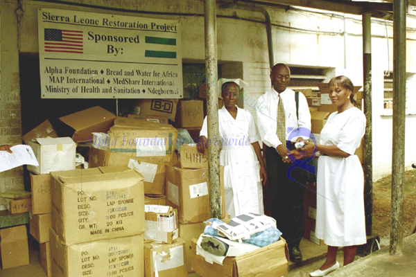 Connaught Hospital Freetown donation picture